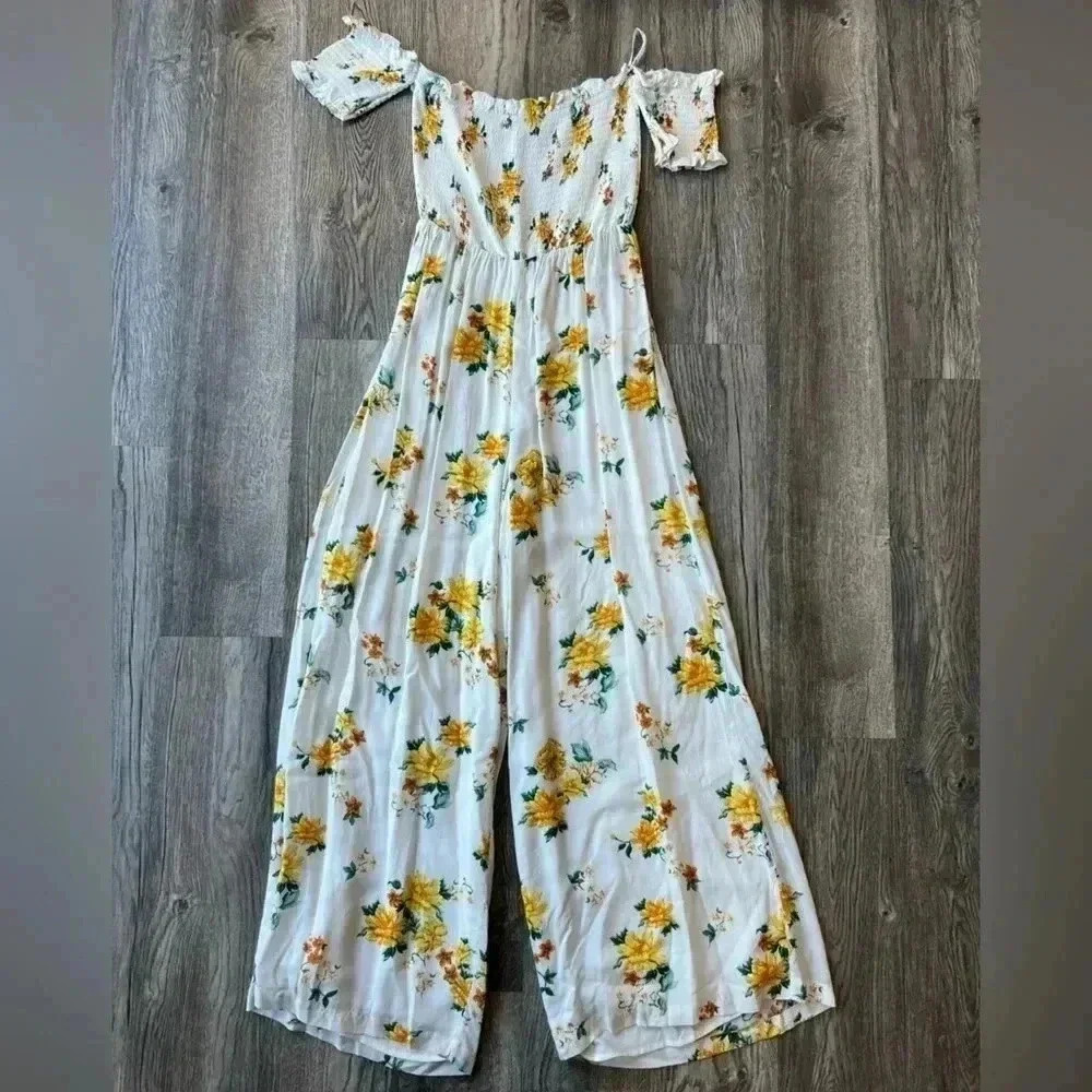 Minkpink Jumpsuit White and Yellow Lemon Bloom Jumpsuit Romper Size Medium - Picture 4 of 10